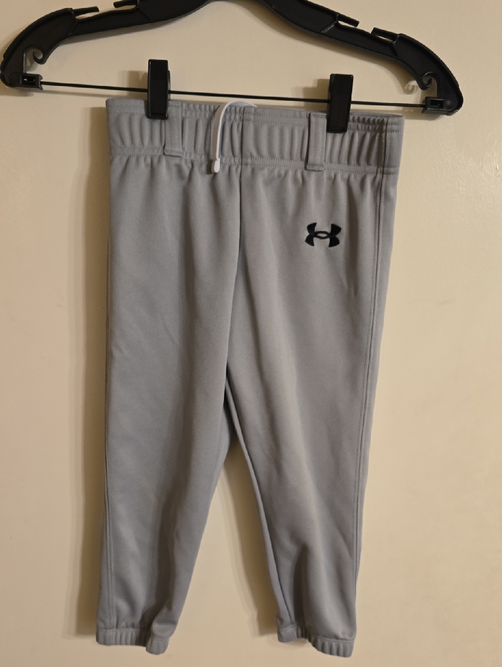 Under Armour Light Gray Kids' Baseball pants with Black Logo YXS